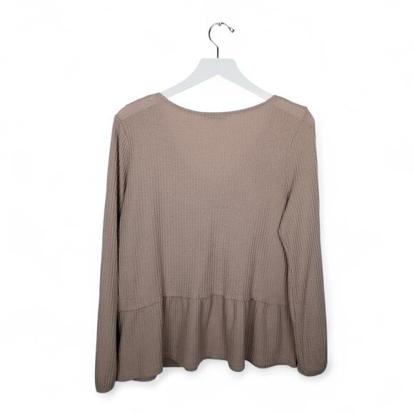 Anthropologie PAPER CRANE Waffle Knit Boho V-Neck Peplum Top #T41788A - Medium - Picture 3 of 7